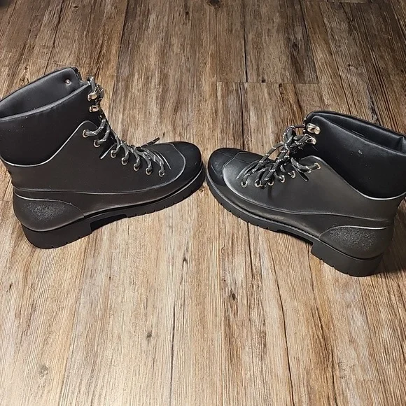 Womens Jeffrey Campbell Black Lace-Up Rain Boots Sz 9 - Picture 4 of 7